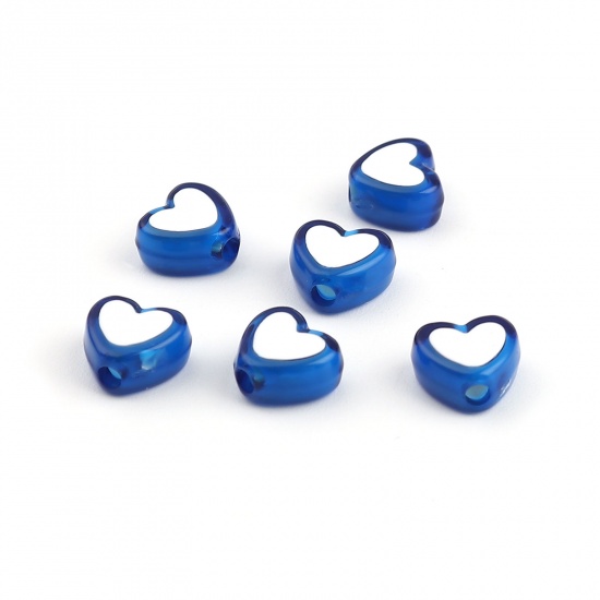 Picture of Acrylic Beads Heart Dark Blue About 8mm x 7mm, Hole: Approx 1.8mm, 300 PCs