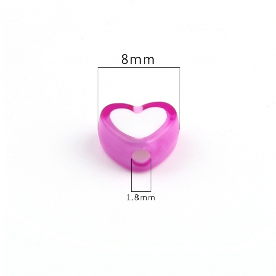 Picture of Acrylic Beads Heart Mauve About 8mm x 7mm, Hole: Approx 1.8mm, 300 PCs
