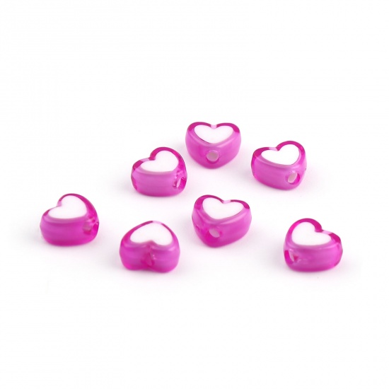 Picture of Acrylic Beads Heart Mauve About 8mm x 7mm, Hole: Approx 1.8mm, 300 PCs