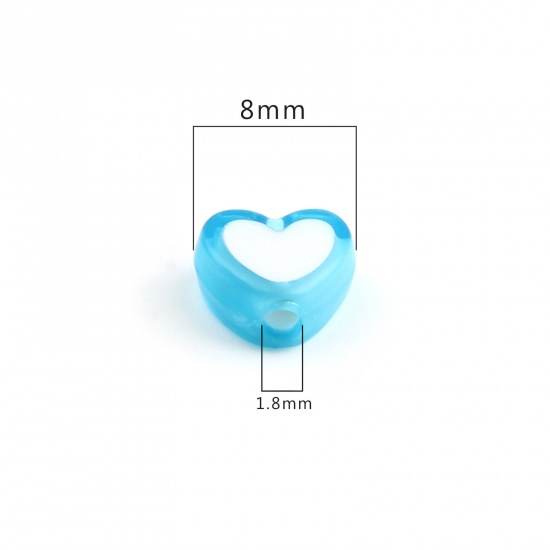 Picture of Acrylic Beads Heart At Random Color About 8mm x 7mm, Hole: Approx 1.8mm, 300 PCs