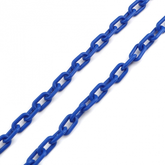 Picture of Acrylic Link Cable Chain Findings Royal Blue Oval 14x8mm, 1 M