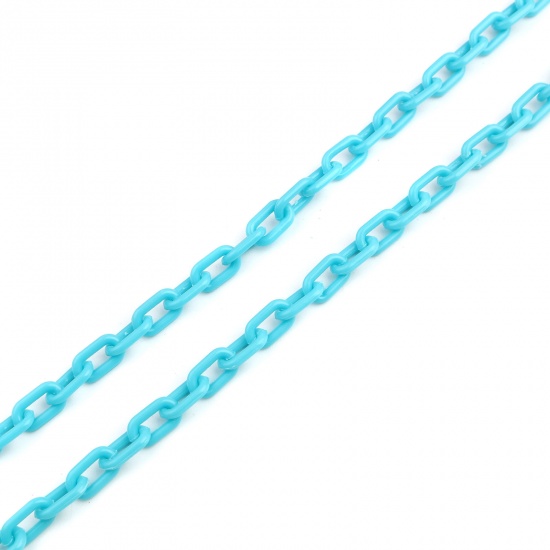 Picture of Acrylic Link Cable Chain Findings Skyblue Oval 14x8mm, 1 M