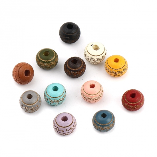 Picture of Schima Superba Wood Spacer Beads Round Black Stripe About 10mm Dia., Hole: Approx 2.6mm, 20 PCs