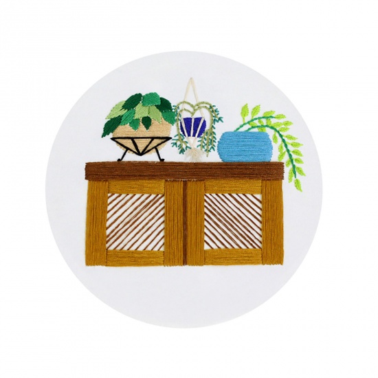 Picture of Cotton & Linen Embroidery Kit Package DIY Handmade Decoration Succulent Plant Multicolor 1 Set