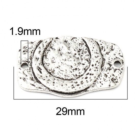 Picture of Zinc Based Alloy Maya Galaxy Connectors Oval Antique Silver Color Moon 29mm x 18mm, 10 PCs