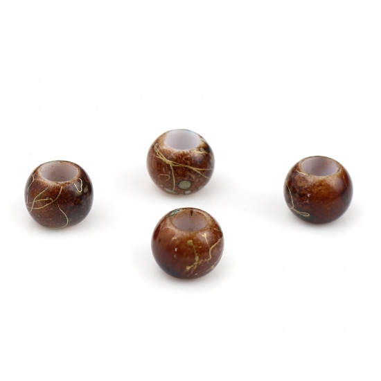 Picture of Acrylic Beads Round Coffee Drawbench About 10mm Dia., Hole: Approx 4.9mm, 200 PCs
