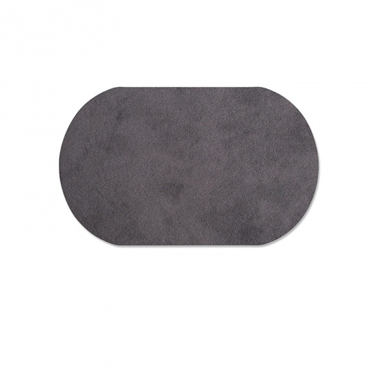 Picture of Fabric Appliques Patches DIY Scrapbooking Craft Dark Gray Oval 18cm x 11cm, 5 PCs