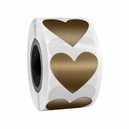 Picture of Golden - Heart Scratch-off Blank Sticker DIY Labels 2.5x2.5cm, 1 Roll（300PCs/Roll）