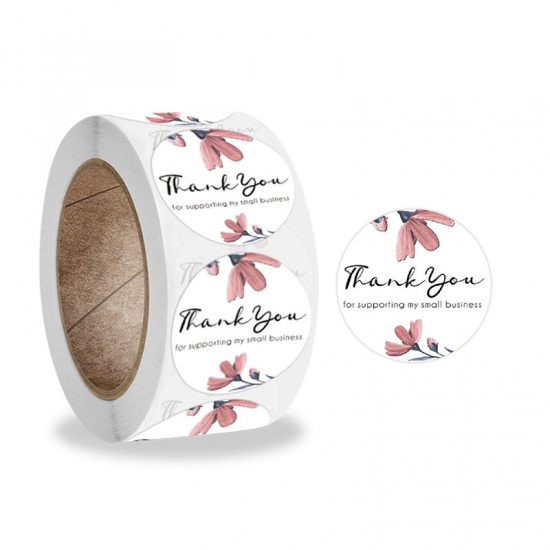 Picture of Pink - Thank You For Supporting My Small Business Handicraft Decoration Art Paper Baking Packaging Label Seal Sticker 2.5cm Dia., 1 Roll(500 PCs/Roll)