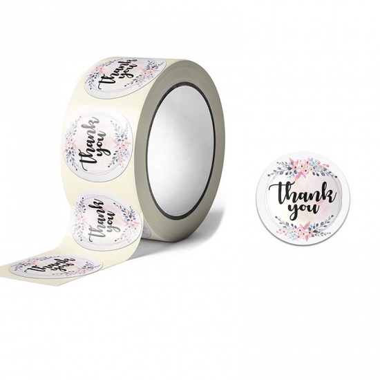 Picture of Multicolor - Thank You Flower Decoration Art Paper Baking Packaging Label Seal Sticker 2.5cm Dia., 1 Roll(500 PCs/Roll)