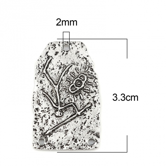 Immagine di Lega di Zinco Connettore Accessori Geometrica Argento Antico Uomini Disegno 33mm x 20mm, 10 Pz