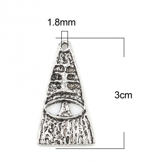 Image de Pendentifs Maya en Alliage de Zinc Triangle Argent Vieilli 30mm x 16mm, 20 Pcs