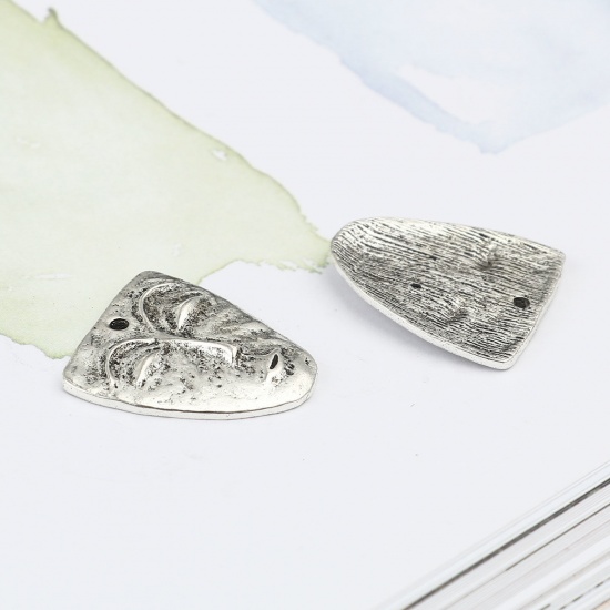 Picture of Zinc Based Alloy Maya Charms Face Antique Silver Color Mask 25mm x 24mm, 10 PCs