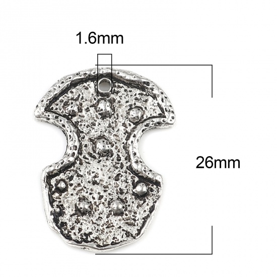 Picture of Zinc Based Alloy Maya Charms Irregular Antique Silver Color 26mm x 19mm, 10 PCs