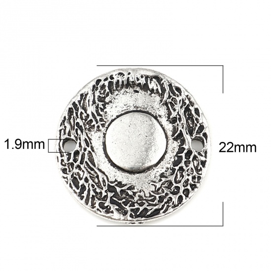 Picture of Zinc Based Alloy Maya Galaxy Connectors Round Antique Silver Color Sun 22mm Dia., 10 PCs