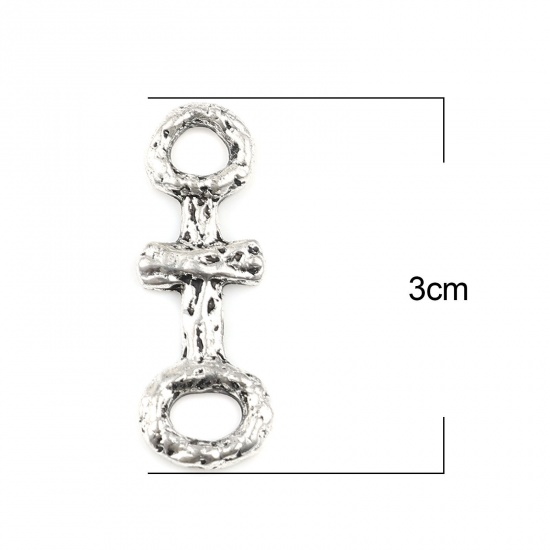 Picture of Zinc Based Alloy Maya Religious Connectors Circle Ring Antique Silver Color Cross 30mm x 11mm, 20 PCs