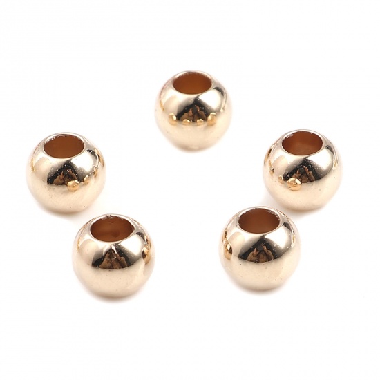 Picture of CCB Plastic Beads Round Light Gold About 10mm Dia., Hole: Approx 4.7mm, 200 PCs