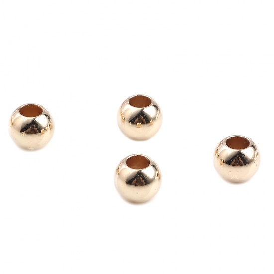 Picture of CCB Plastic Beads Round Light Gold About 10mm Dia., Hole: Approx 4.7mm, 200 PCs