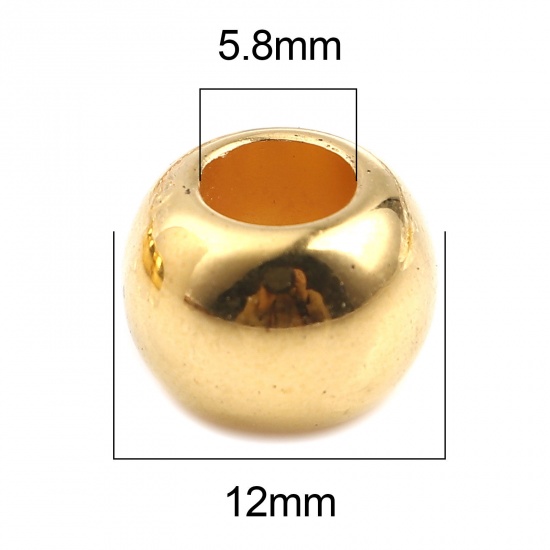 Picture of CCB Plastic Beads Round Golden About 12mm Dia., Hole: Approx 5.8mm, 100 PCs