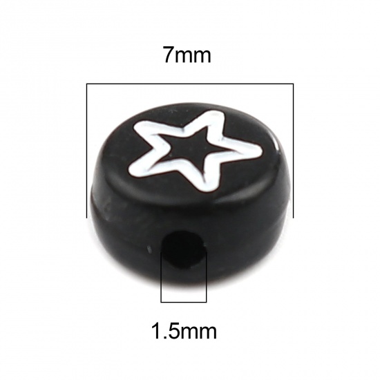 Picture of Acrylic Galaxy Beads Flower Black & White At Random Pattern About 7mm Dia., Hole: Approx 1.5mm, 500 PCs
