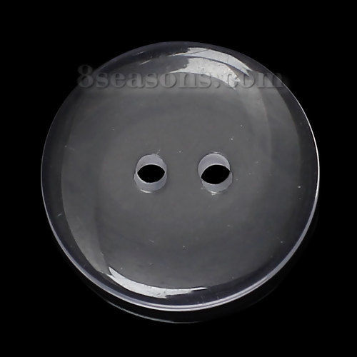 Picture of Acrylic Sewing Buttons Scrapbooking Round Transparent 2 Holes 20mm( 6/8") Dia, 100 PCs