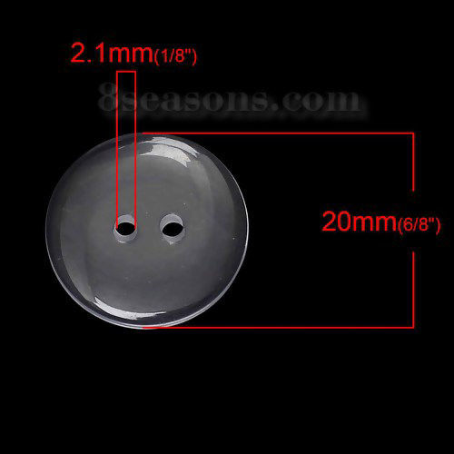 Picture of Acrylic Sewing Buttons Scrapbooking Round Transparent 2 Holes 20mm( 6/8") Dia, 100 PCs