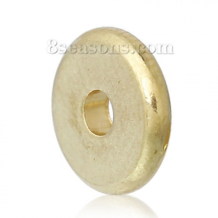 Brass Beads Flat Round Brass Unplated About 8mm Dia, Hole: Approx 2.1mm, 100 PCs