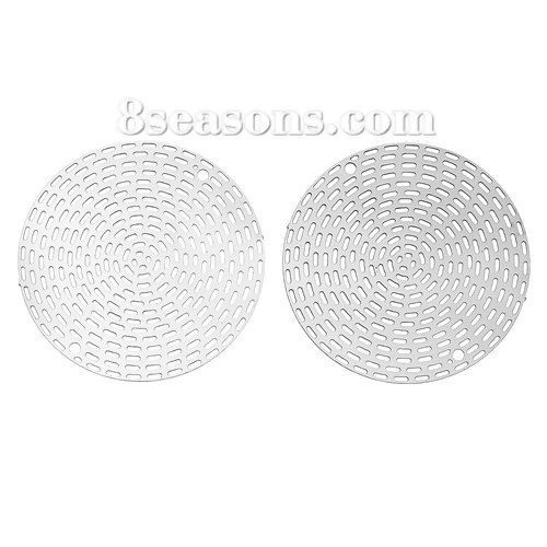 Immagine di Acciaio Inossidabile Connettore Accessori Tondo Tono Argento Filigrana 3.3cm Dia, 20 Pz