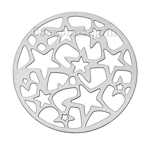 Bild von 304 Edelstahl Filigran Verbinder Verzierung Pentagramm Silberfarben 30mm D., 20 Stück