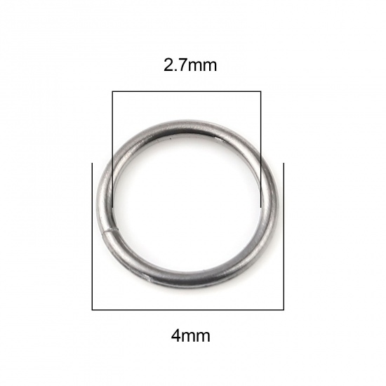 Picture of 0.7mm Iron Based Alloy Open Jump Rings Findings Circle Ring Gunmetal 4mm Dia, 200 PCs