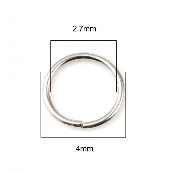 Picture of 0.7mm Iron Based Alloy Open Jump Rings Findings Circle Ring Silver Tone 4mm Dia, 200 PCs