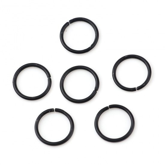 Picture of 0.7mm Iron Based Alloy Open Jump Rings Findings Circle Ring Black 4mm Dia, 200 PCs