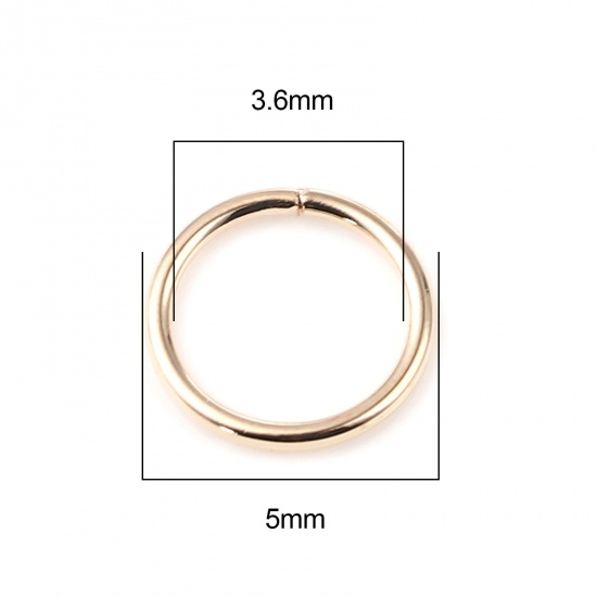 Picture of 0.7mm Iron Based Alloy Open Jump Rings Findings Circle Ring KC Gold Plated 5mm Dia, 200 PCs