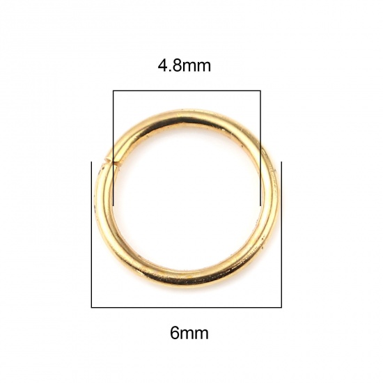 Picture of 0.7mm Iron Based Alloy Open Jump Rings Findings Circle Ring Gold Plated 6mm Dia, 200 PCs