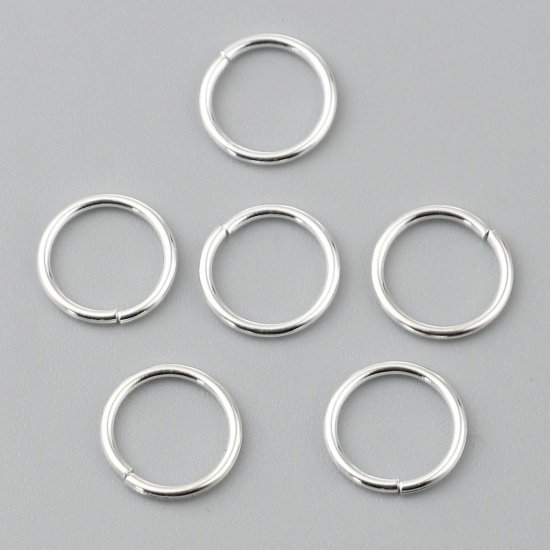 Picture of 0.7mm Iron Based Alloy Open Jump Rings Findings Circle Ring Silver Plated 6mm Dia, 200 PCs