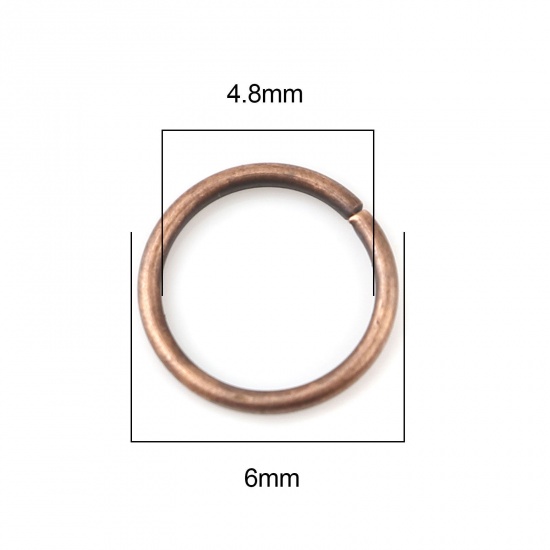 Picture of 0.7mm Iron Based Alloy Open Jump Rings Findings Circle Ring Antique Copper 6mm Dia, 200 PCs