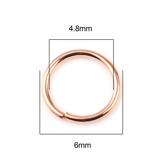 Picture of 0.7mm Iron Based Alloy Open Jump Rings Findings Circle Ring Rose Gold 6mm Dia, 200 PCs