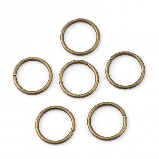 Picture of 0.7mm Iron Based Alloy Open Jump Rings Findings Circle Ring Antique Bronze 7mm Dia, 200 PCs