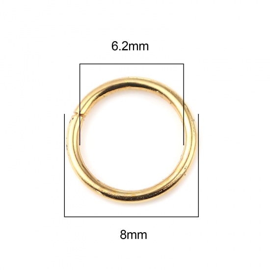 Picture of 1mm Iron Based Alloy Open Jump Rings Findings Circle Ring Gold Plated 8mm Dia, 200 PCs