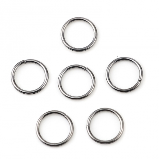 Picture of 1mm Iron Based Alloy Open Jump Rings Findings Circle Ring Gunmetal 8mm Dia, 200 PCs