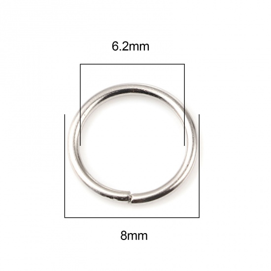 Picture of 1mm Iron Based Alloy Open Jump Rings Findings Circle Ring Silver Tone 8mm Dia, 200 PCs
