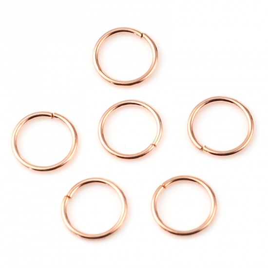 Picture of 1mm Iron Based Alloy Open Jump Rings Findings Circle Ring Rose Gold 8mm Dia, 200 PCs