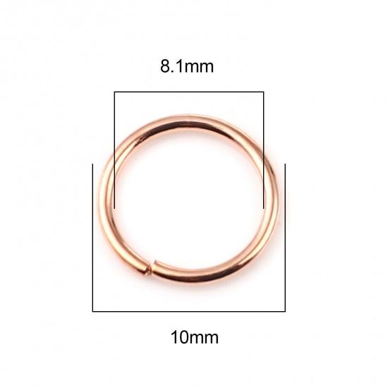 Picture of 1mm Iron Based Alloy Open Jump Rings Findings Circle Ring Rose Gold 10mm Dia, 200 PCs