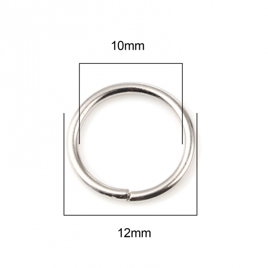 Picture of 1.2mm Iron Based Alloy Open Jump Rings Findings Circle Ring Silver Tone 12mm Dia, 200 PCs