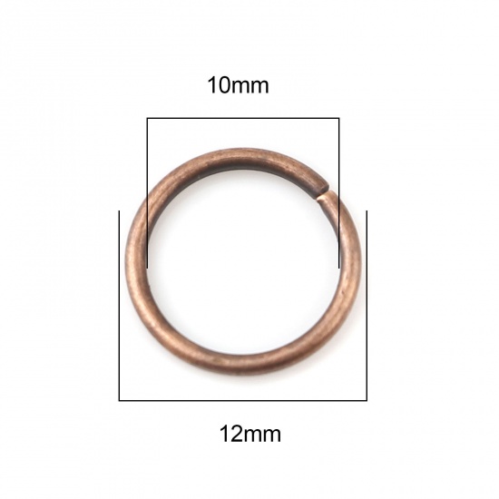 Picture of 1.2mm Iron Based Alloy Open Jump Rings Findings Circle Ring Antique Copper 12mm Dia, 200 PCs