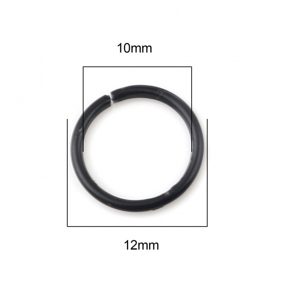 Picture of 1.2mm Iron Based Alloy Open Jump Rings Findings Circle Ring Black 12mm Dia, 200 PCs