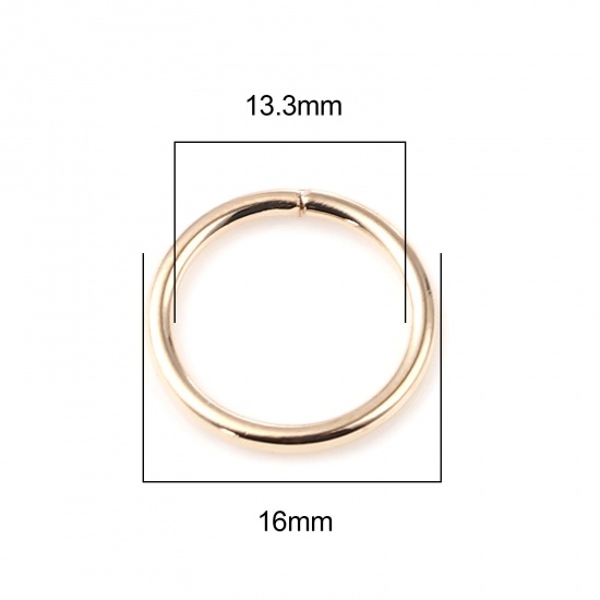 Picture of 1.5mm Iron Based Alloy Open Jump Rings Findings Circle Ring KC Gold Plated 16mm Dia, 200 PCs