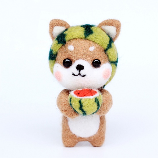 Picture of Wool Neddle Felting Wool Felt Tools Craft Accessories Shiba Inu Dog Watermelon Fruit Brown 1 Set