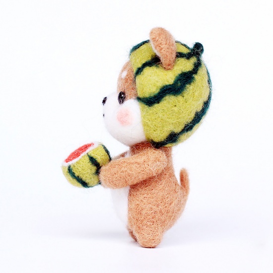 Immagine di Lana Accessori artigianali in feltro di lana per infeltrimento ad ago Shiba Inu Frutto Di Anguria Marrone 1 Serie