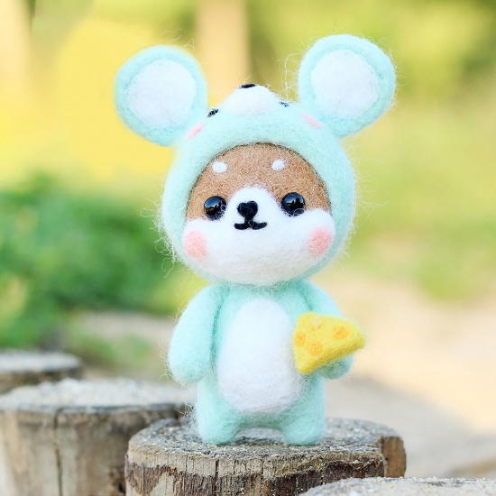 Picture of Wool Neddle Felting Wool Felt Tools Craft Accessories Shiba Inu Dog Mouse Cyan 1 Set